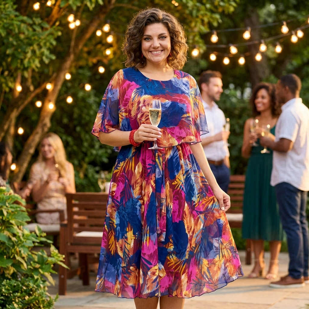 Amelia | Vibrant Print Midi Dress