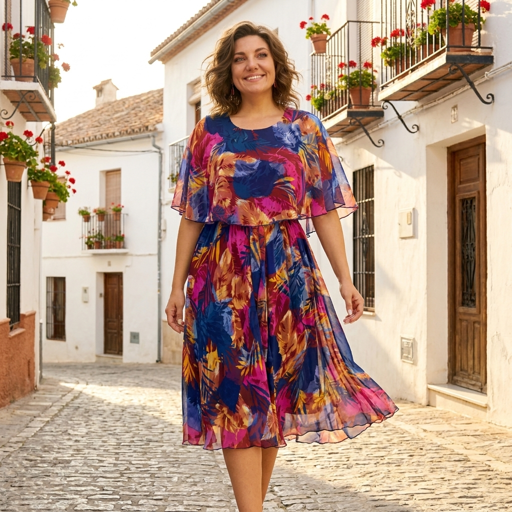 Amelia | Vibrant Print Midi Dress