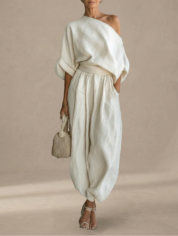 Allison | Soft Off-Shoulder Top and Fitted Pants Set