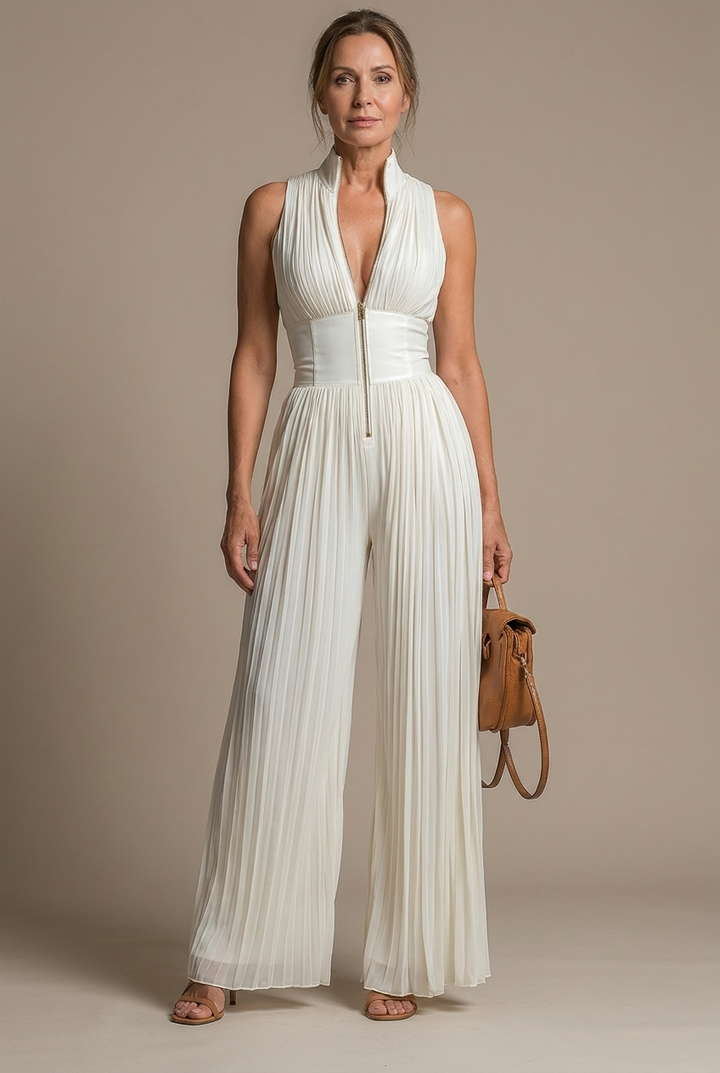 Lucy | Pleated Chiffon Jumpsuit