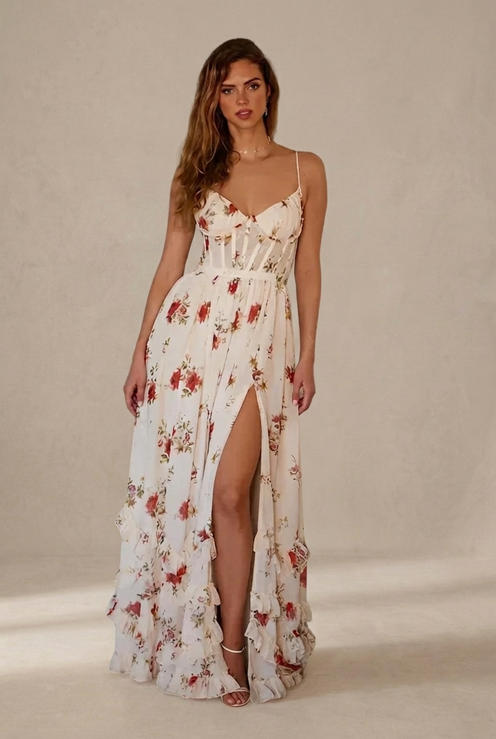 Natalie | Romantic V-Neck Floral Dress