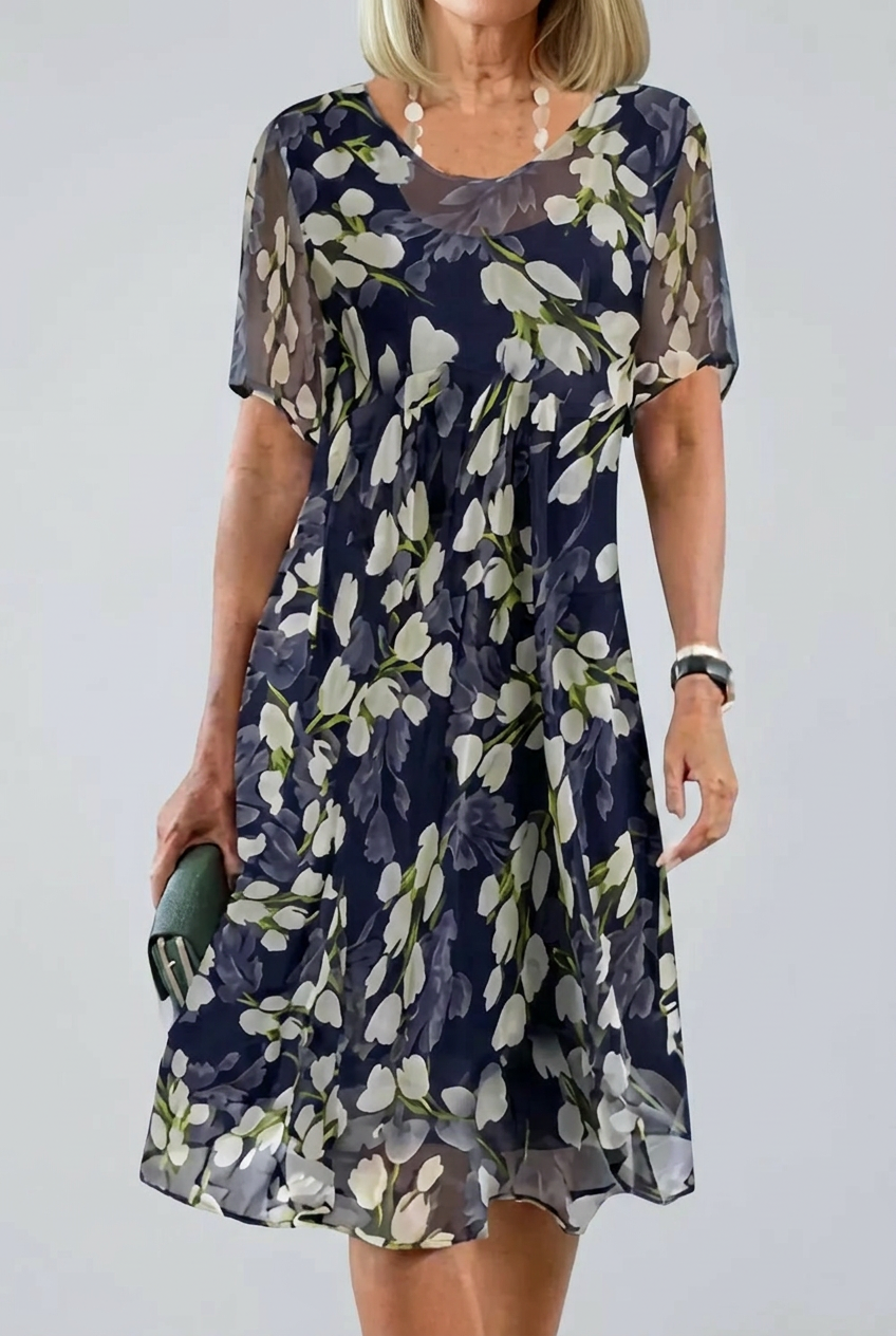 Ella | Elegant Floral Chiffon Dress