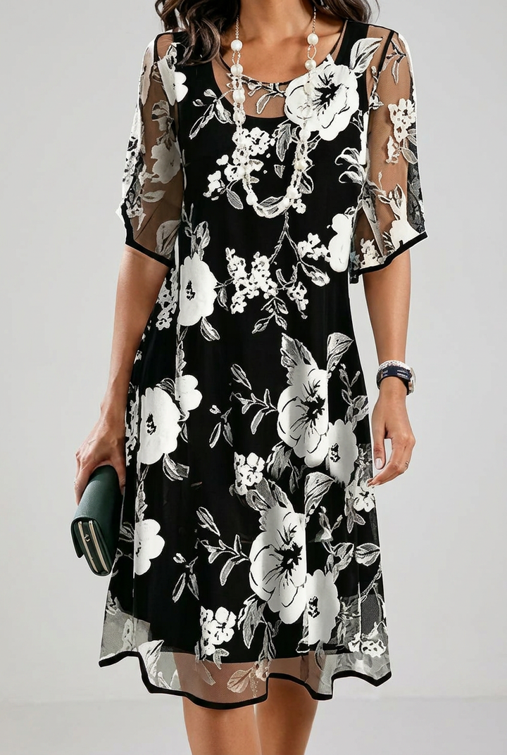 Ella | Elegant Floral Chiffon Dress