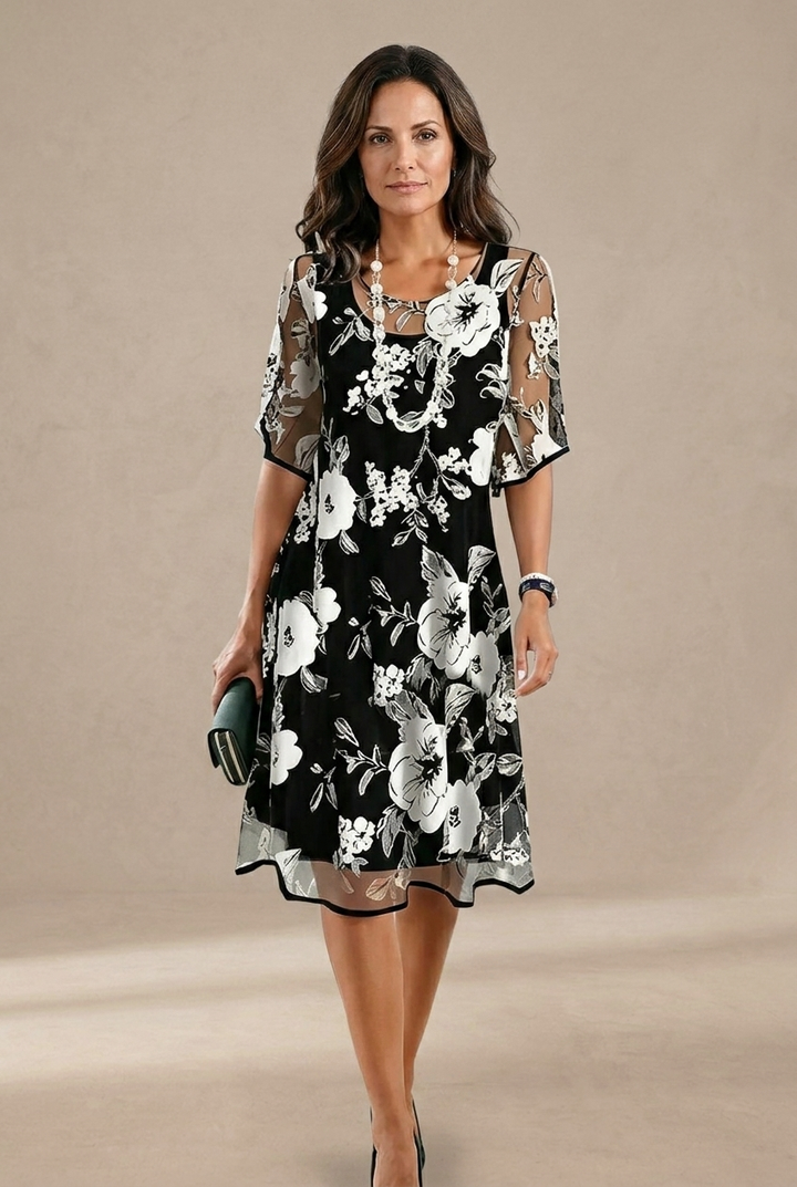 Ella | Elegant Floral Chiffon Dress