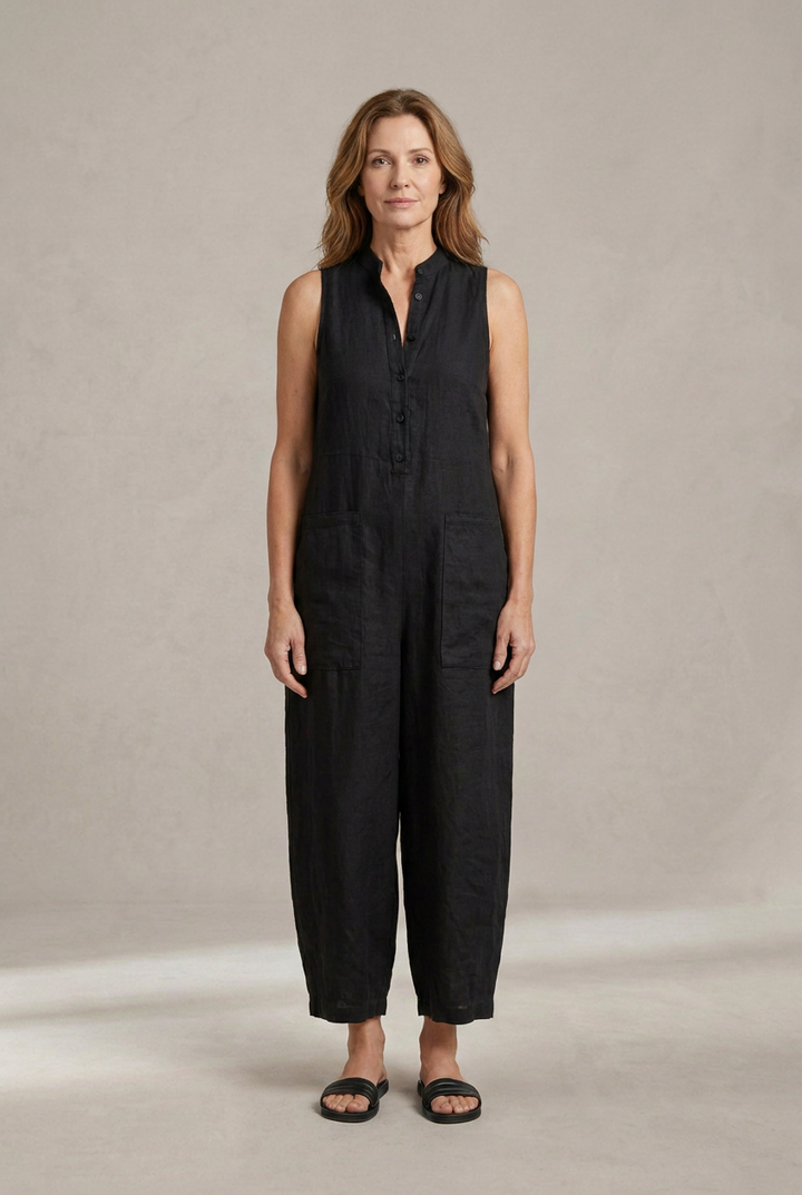 Avery | Relaxed Sleeveless Button-Front Jumpsuit