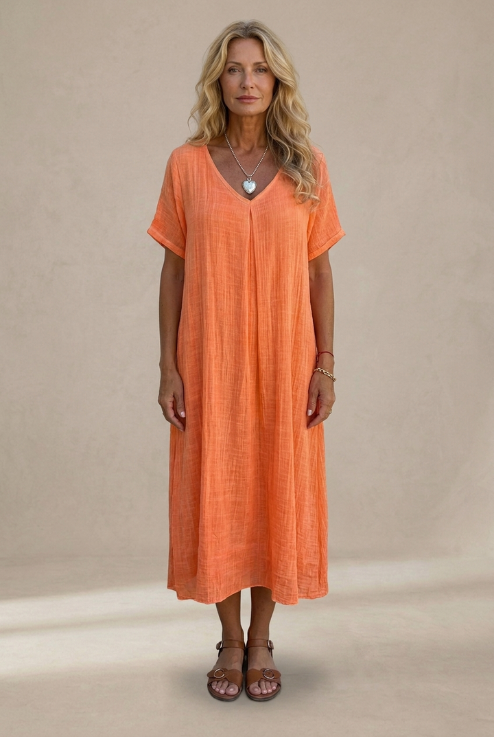 Hannah | Relaxed V-Neck Flowy Maxi Dress