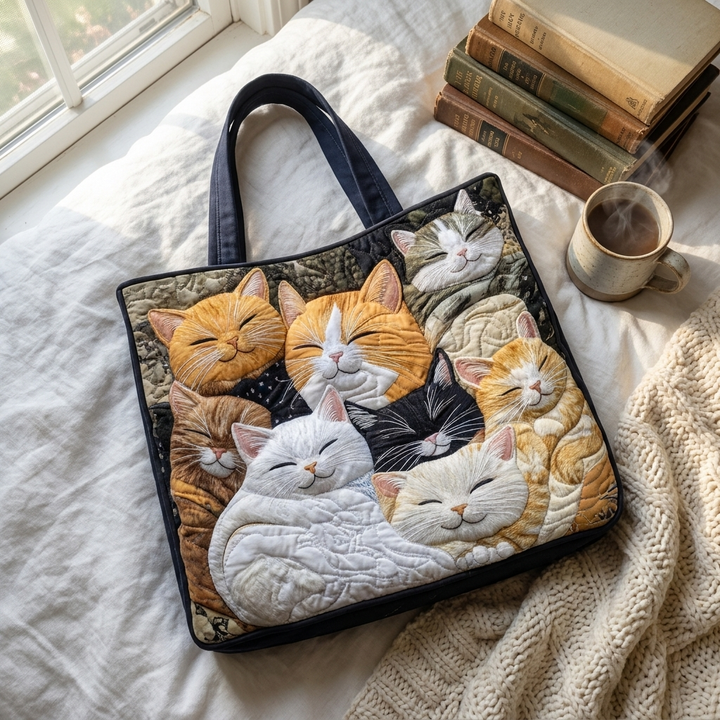 Artisanal Quilted Bag | Sleeping Kittens