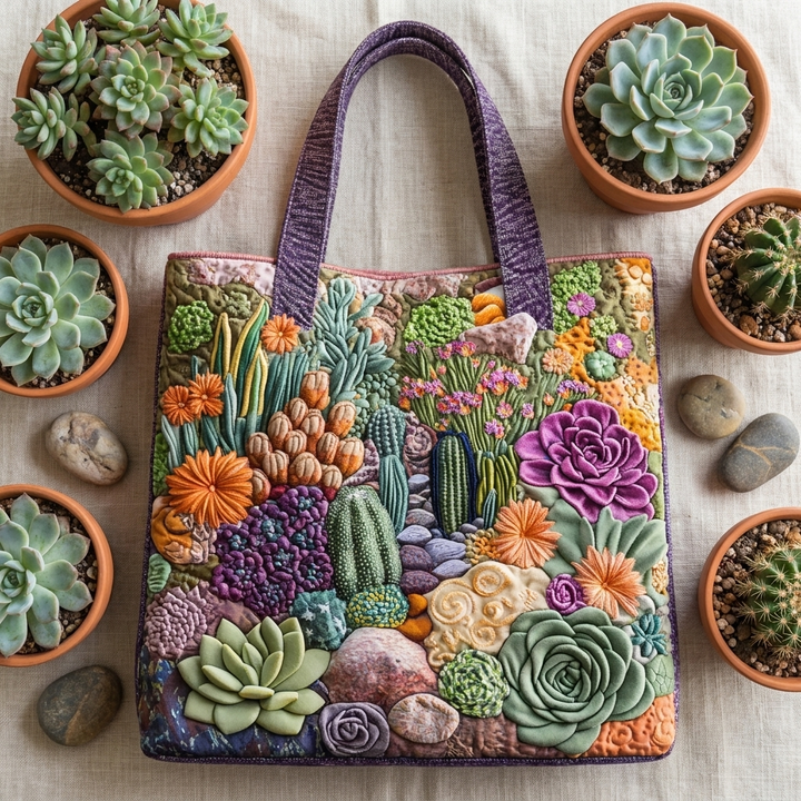 Artisanal Tote Bag | Succulent Garden
