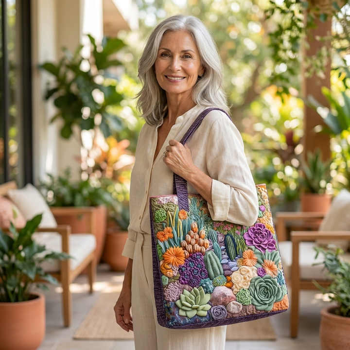 Artisanal Tote Bag | Succulent Garden