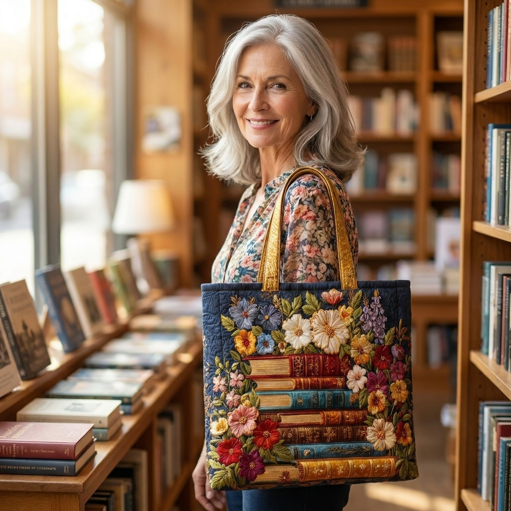 Artisanal Tote | Floral Print and Books