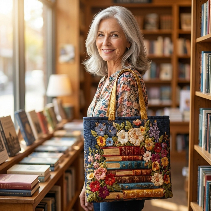 Artisanal Tote | Floral Print and Books