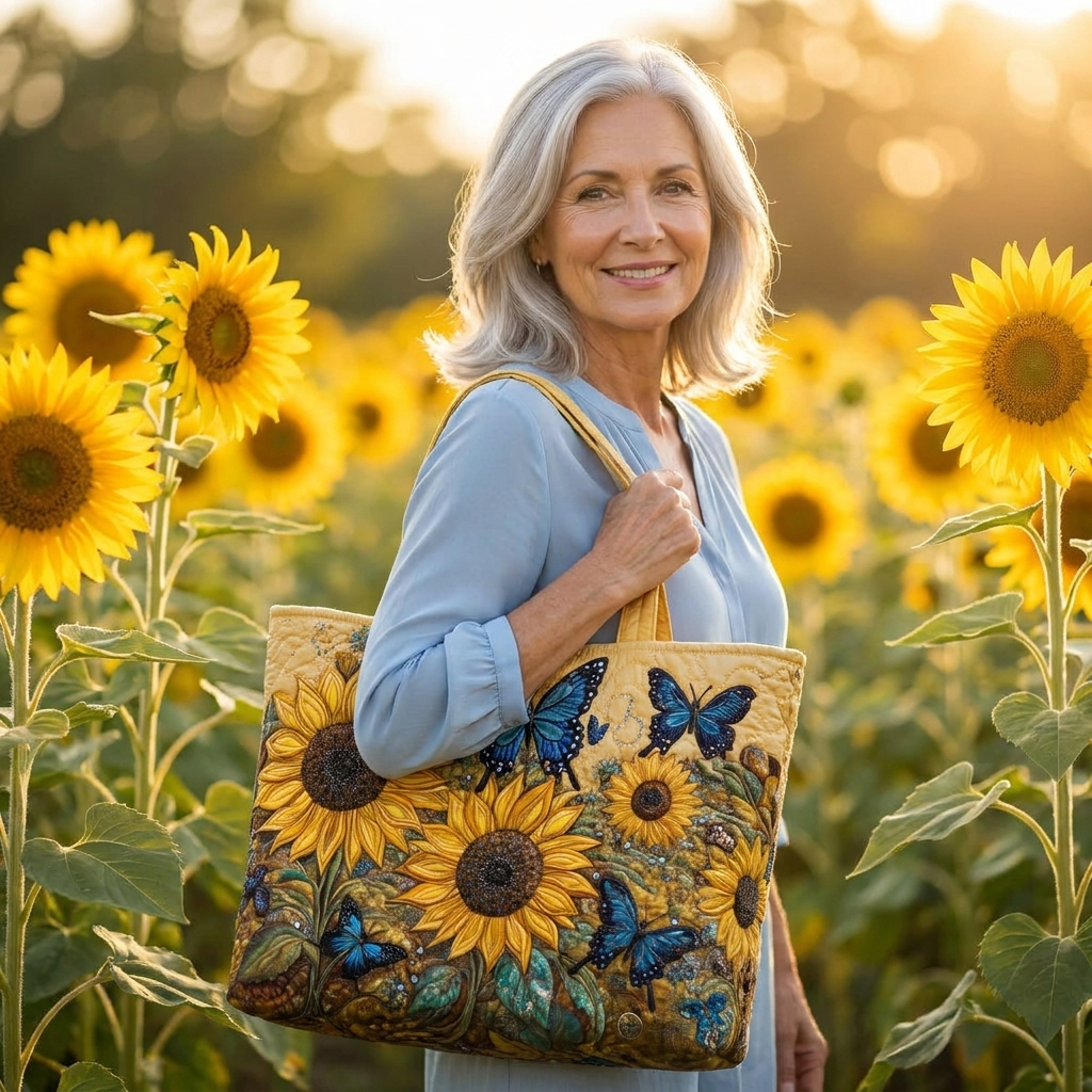 Artisan Bag | Sunflowers and Blue Butterflies