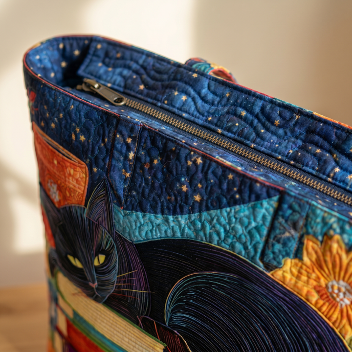 Artisan Bag | Black Cat with Books and Mugs