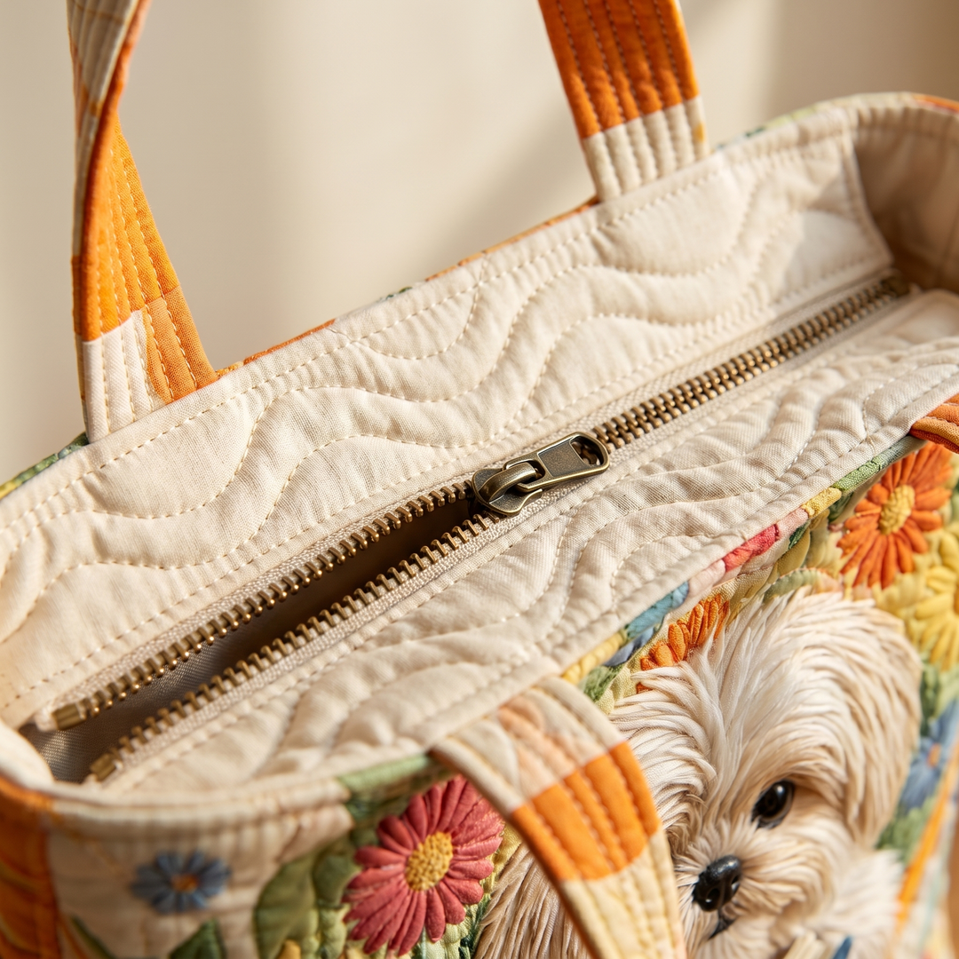 Artisanal Bag | Shih Tzu with Books and Flowers
