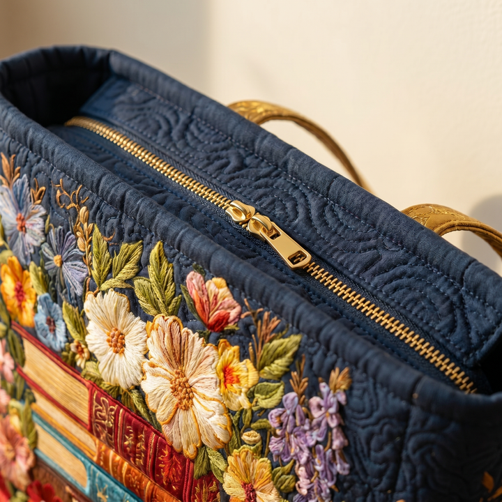 Artisanal Tote | Floral Print and Books