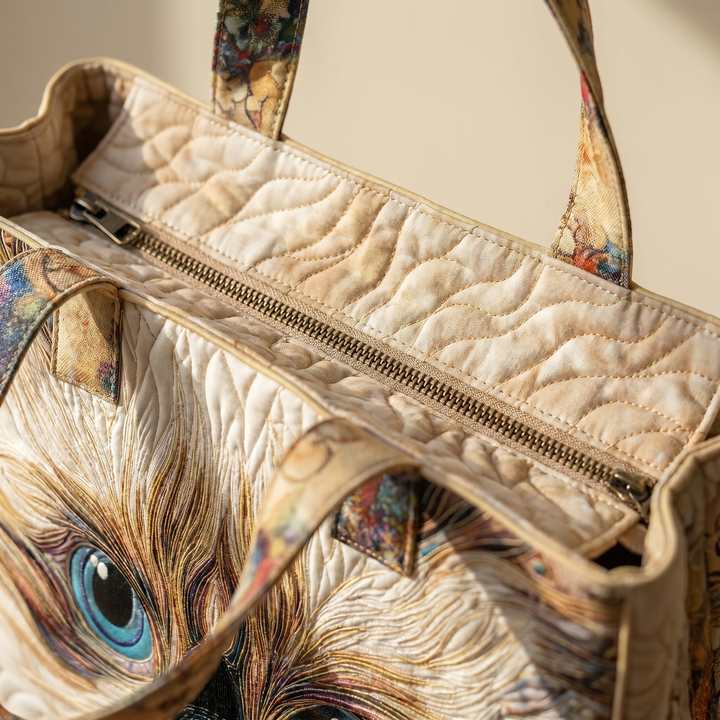 Artisanal Bag | White Cat with Blue Eyes