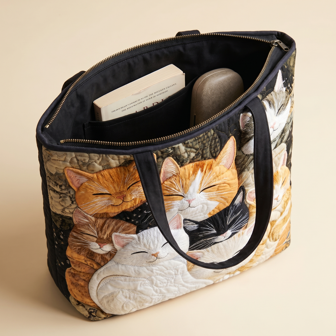 Artisanal Quilted Bag | Sleeping Kittens