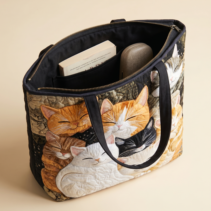Artisanal Quilted Bag | Sleeping Kittens