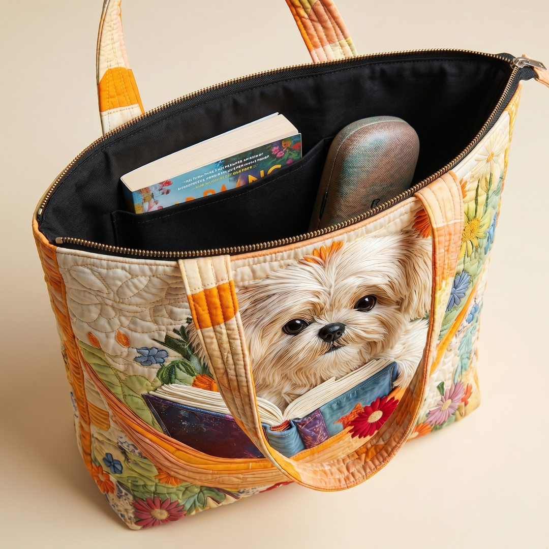 Artisanal Bag | Shih Tzu with Books and Flowers