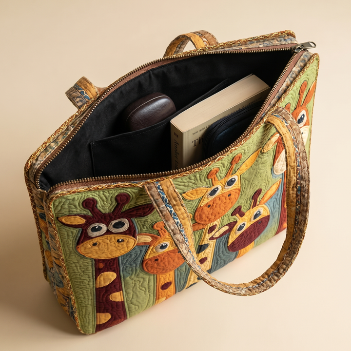 Quilted Tote Bag | Giraffe