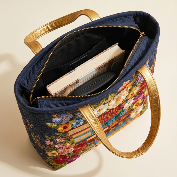 Artisanal Tote | Floral Print and Books