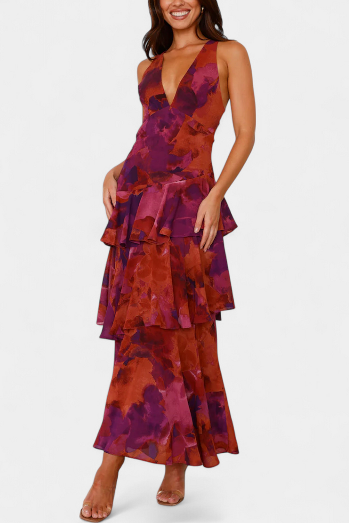 Dominique | V-Neck Chiffon Dress