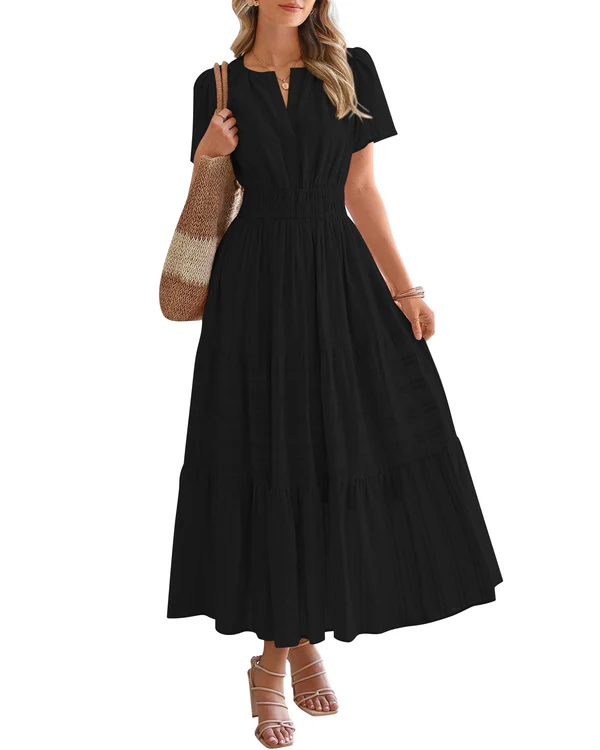 Ella | Smocked Waist Tiered Maxi Dress