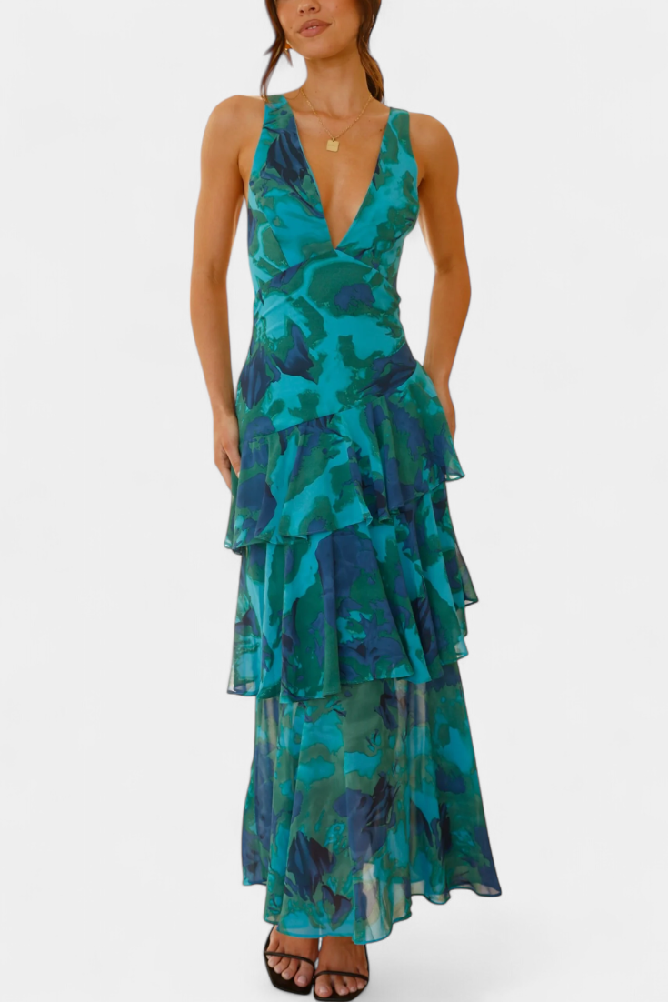 Dominique | V-Neck Chiffon Dress