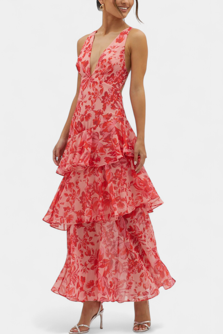 Dominique | V-Neck Chiffon Dress