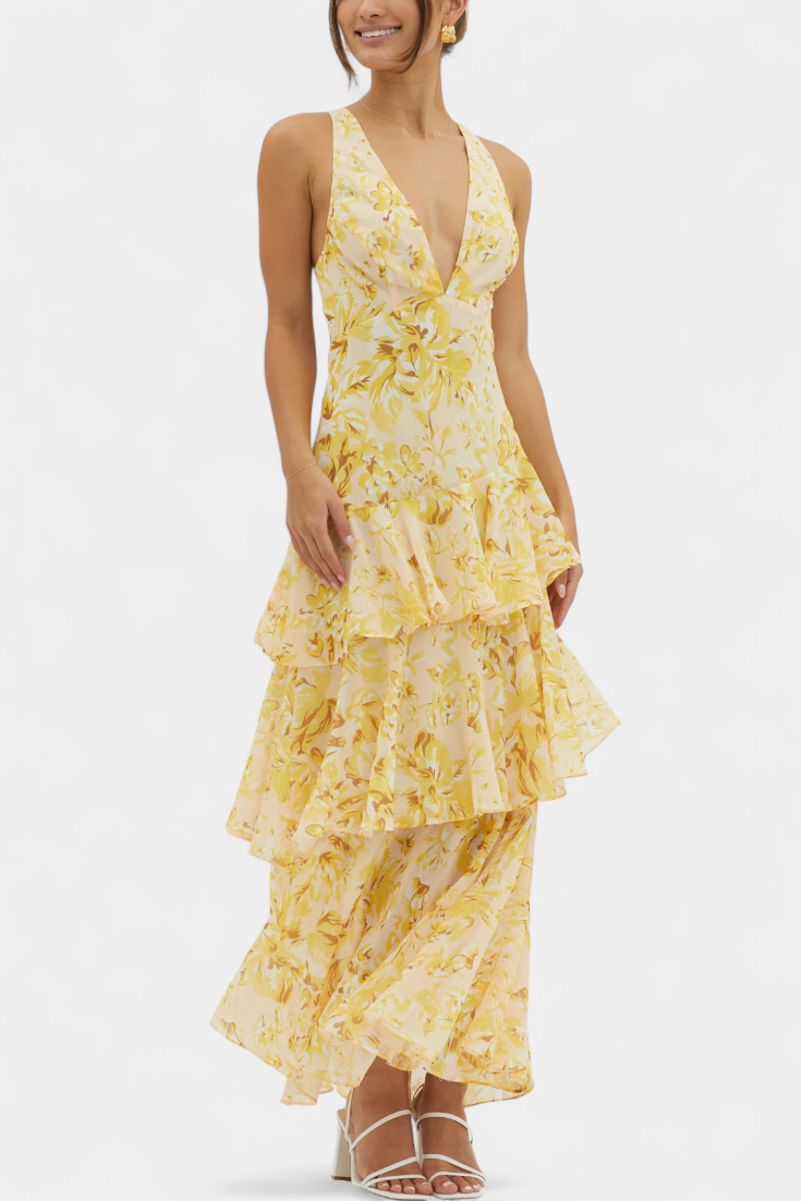 Dominique | V-Neck Chiffon Dress