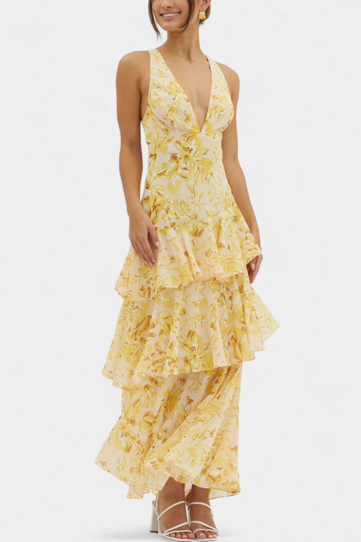 Dominique | V-Neck Chiffon Dress