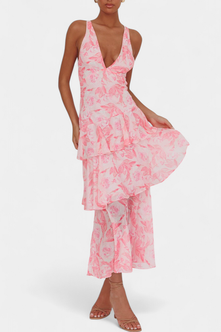 Dominique | V-Neck Chiffon Dress