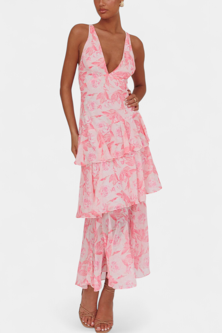Dominique | V-Neck Chiffon Dress