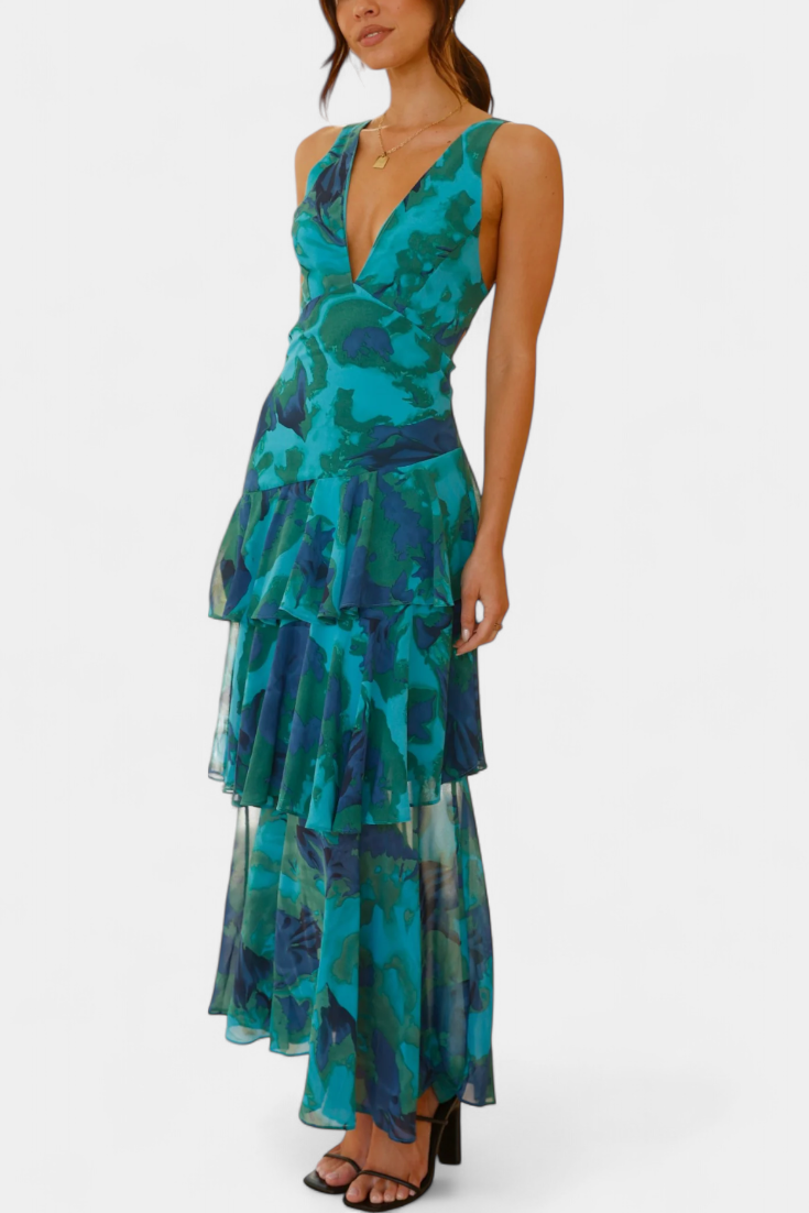 Dominique | V-Neck Chiffon Dress