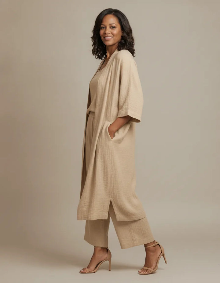 The Audrey Set: Where relaxed comfort meets sophisticated, everyday style. — Khaki