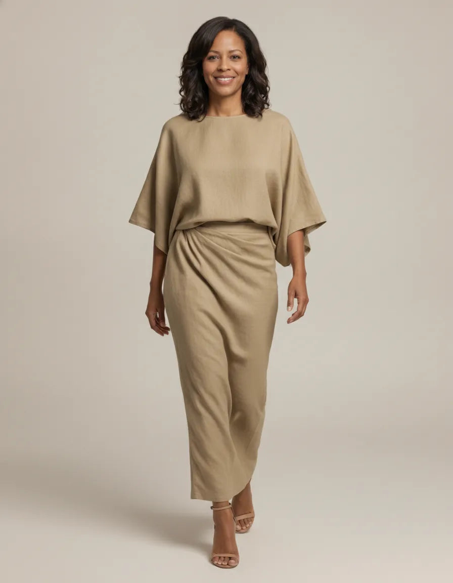 Discover the beautiful harmony of relaxed comfort and sophisticated style in our Amelia set. — Khaki
