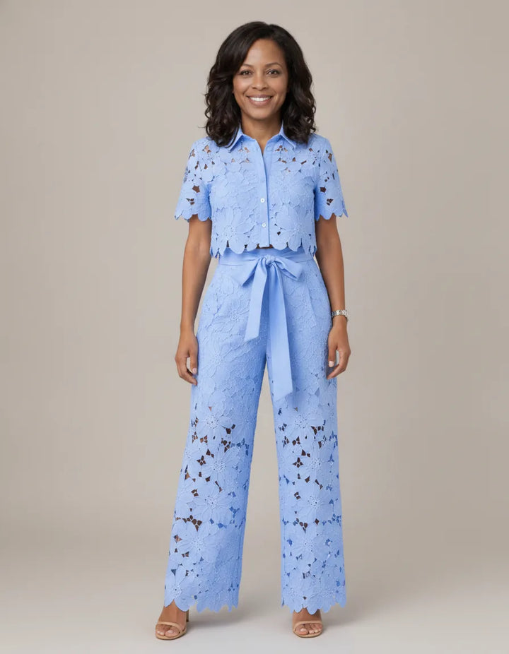 Isabella | Airy Two-Piece Set — Light blue