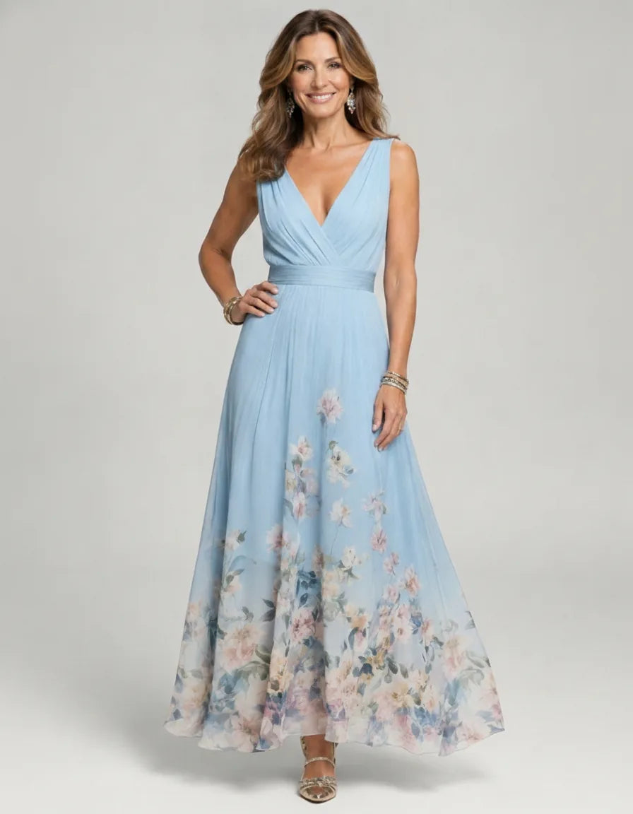 Mica | Sleeveless A Maxi Dress — Light Blue