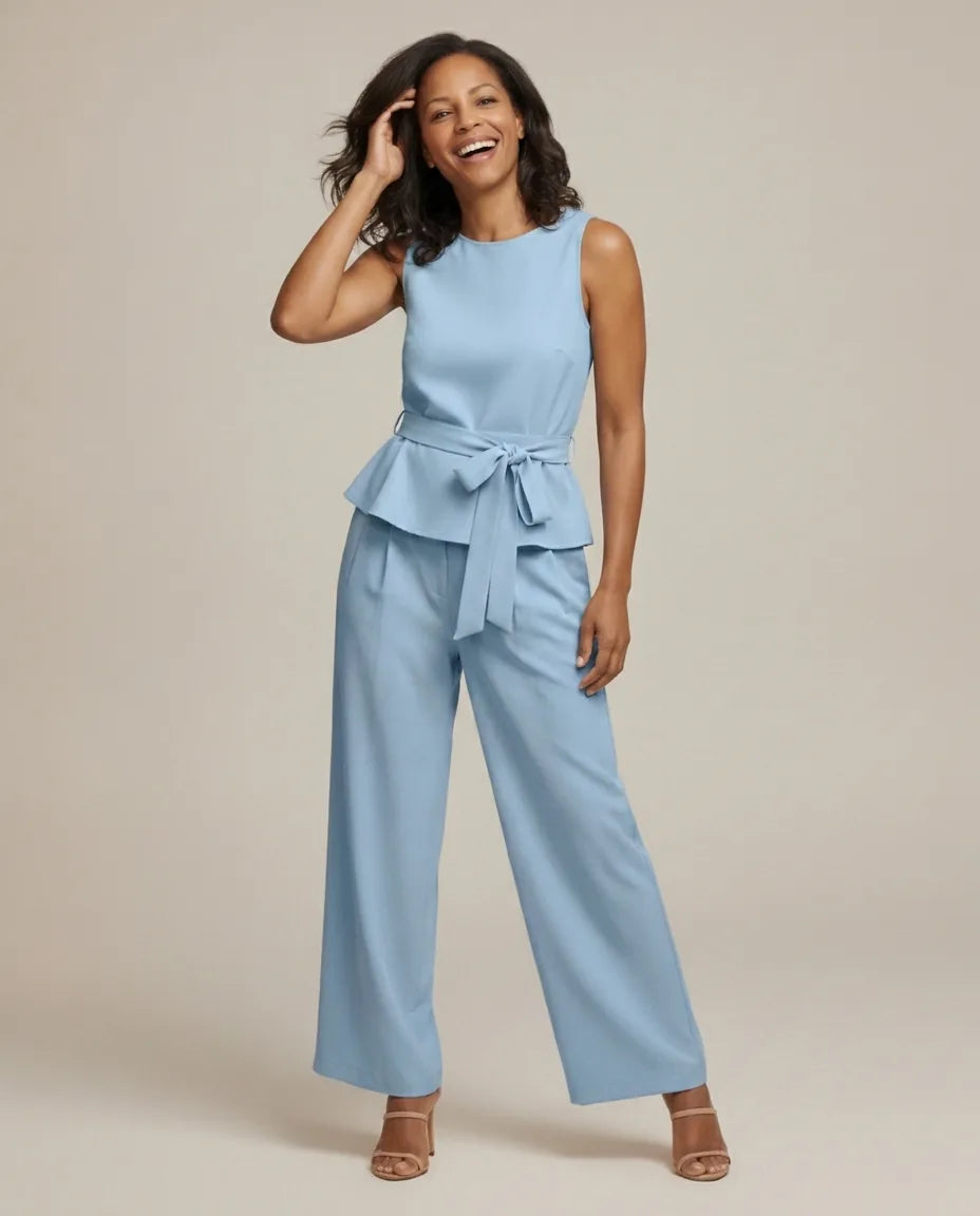 Discover Coordinated Sophistication and All-Day Comfort: The Camila Set — Light Blue