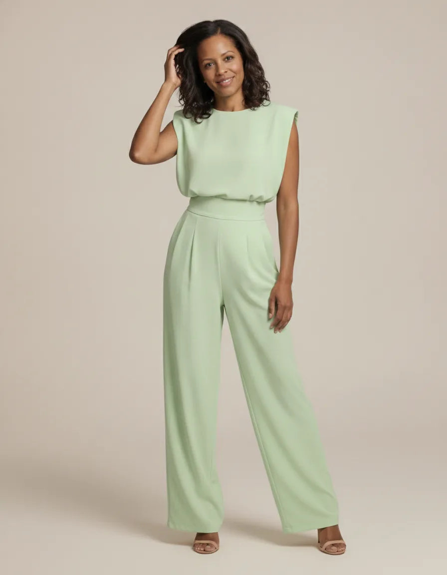 Effortless elegance and a flattering silhouette define the beautiful Clara Jumpsuit. — Light Green