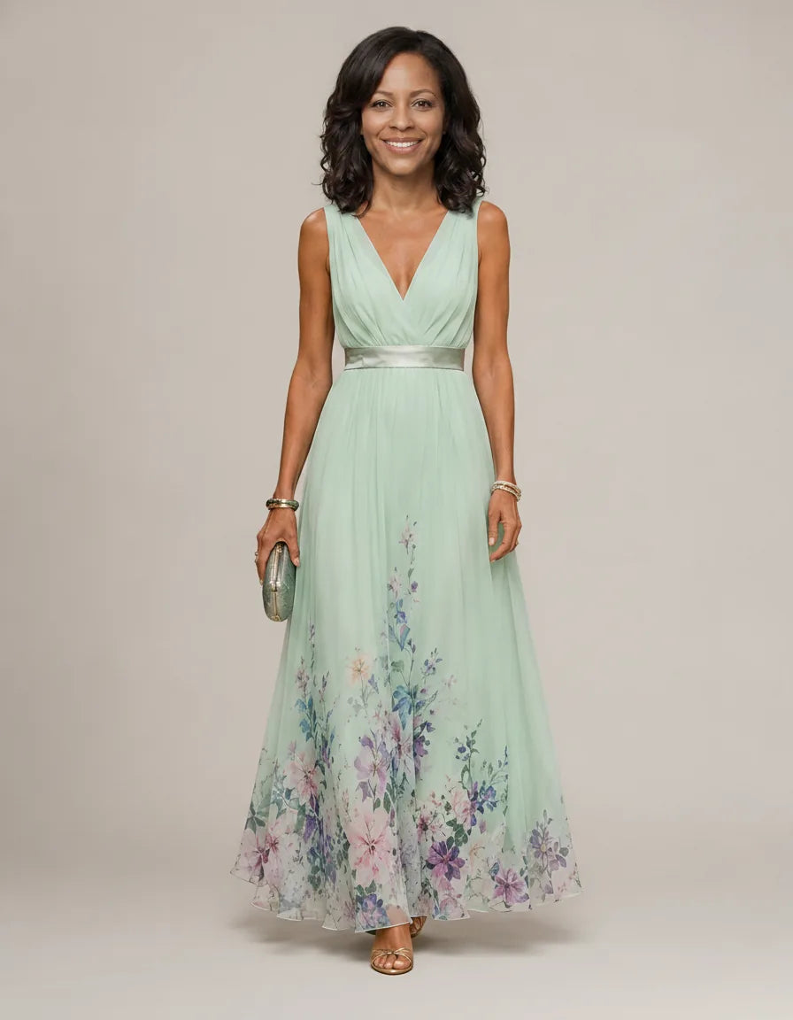 Mica | Sleeveless A Maxi Dress — Lightgreen