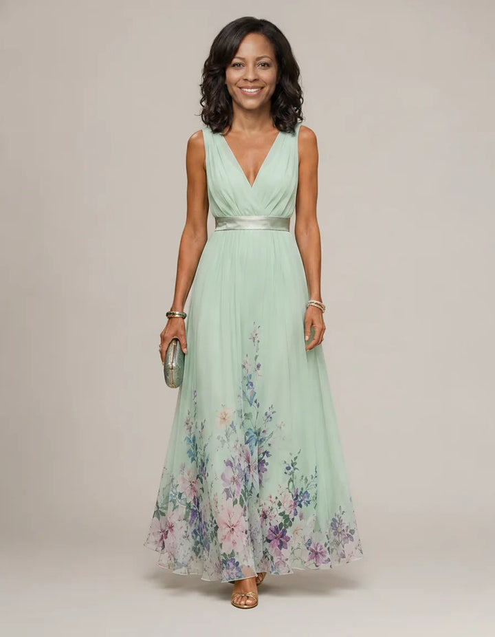 Mica | Sleeveless A Maxi Dress — Lightgreen