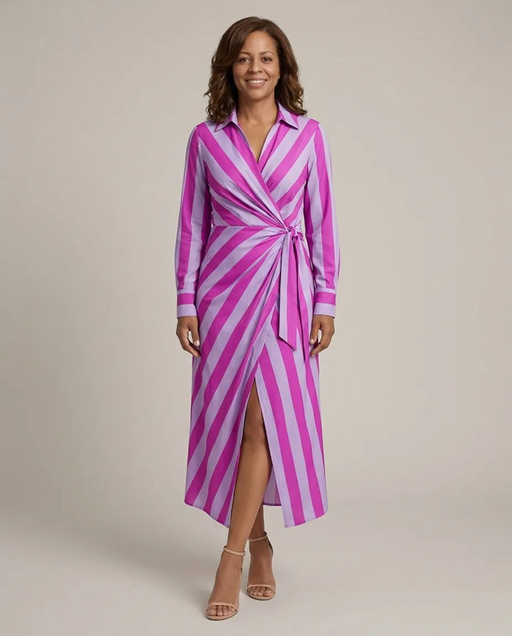 Josephine | Printed Wrap Dress — Lilac