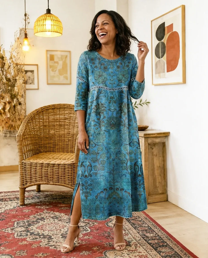 Carmen | Blue Printed Dress — S1_front