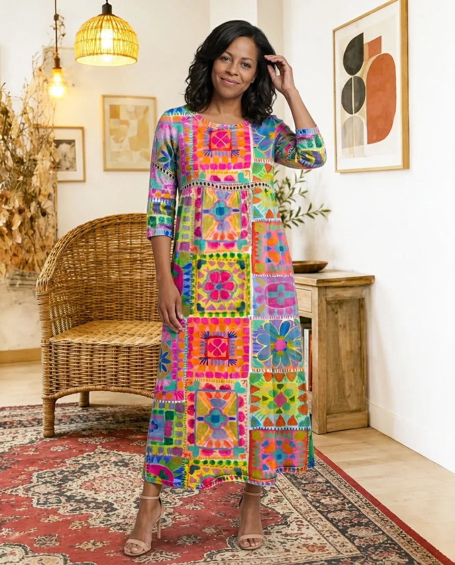 Pilar | Ethnic Print Dress — S1_front