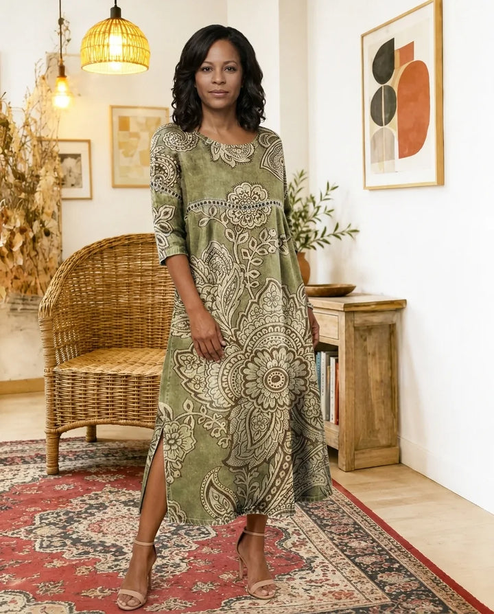 Asunción | Printed Dress — S2_threequarter