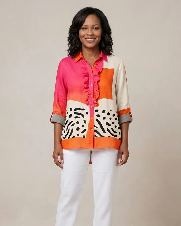 Melinda | Elegant Linen Summer Blouse