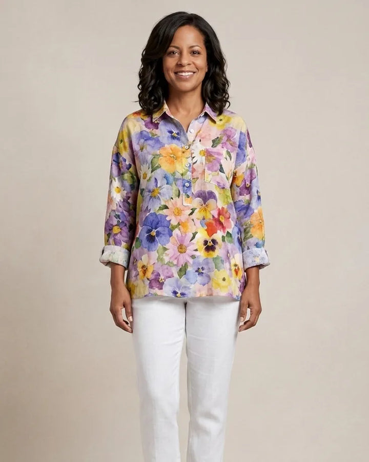 Élodie | Elegant Linen Summer Blouse