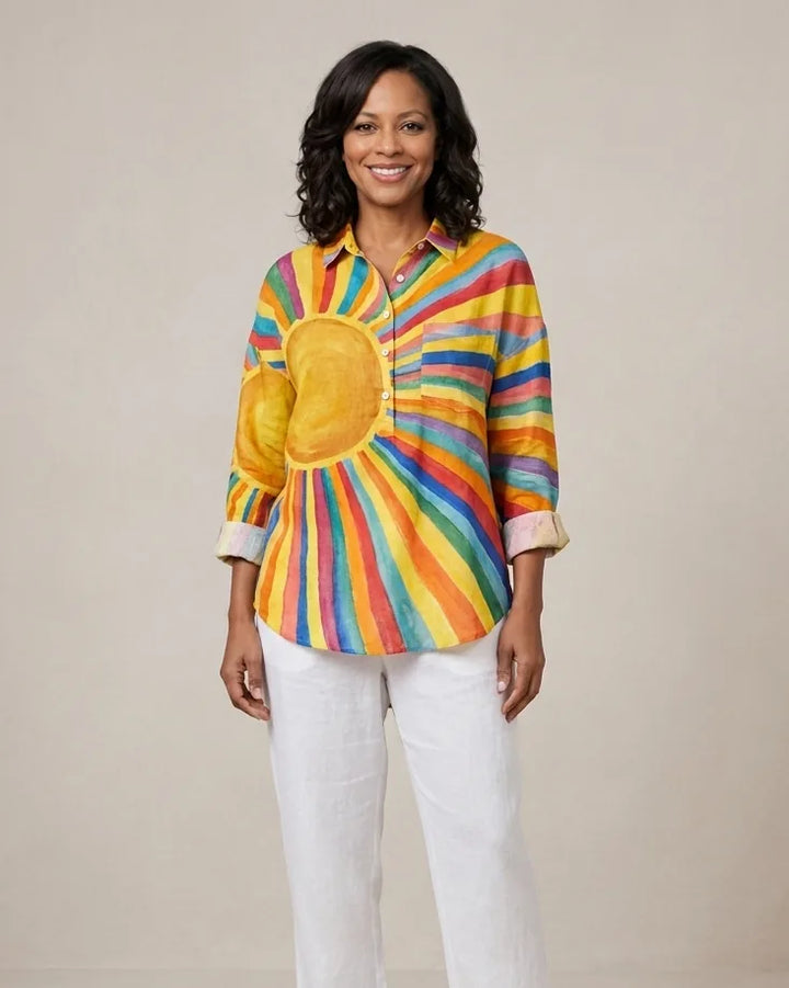 Solara | Elegant Linen Summer Blouse