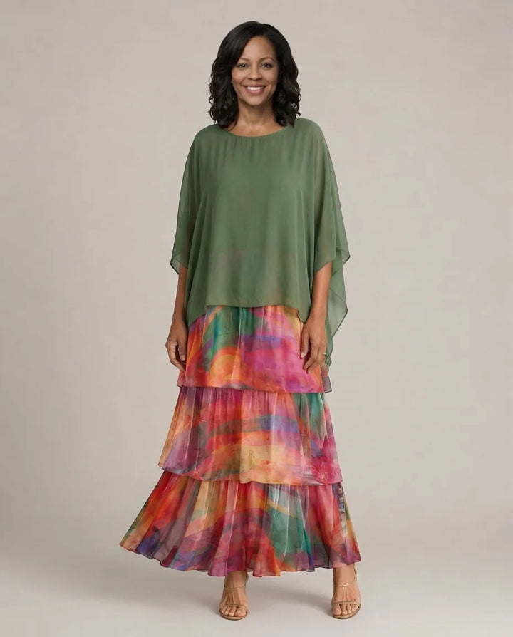 Lara | Elegant Flowing Maxi Dress — Multicolor